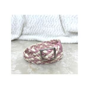 Rag & Bone Pink White Boyfriend Woven Braided Belt Peony Womens Sz Medium
